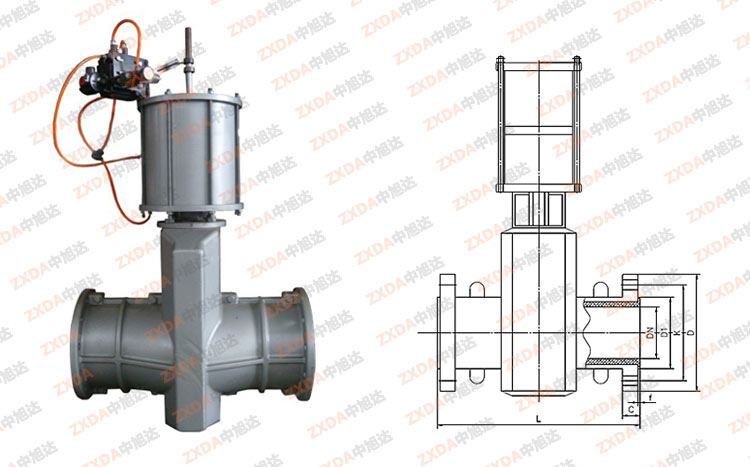 氣動(dòng)鑄鋼管夾閥結(jié)構(gòu)圖 氣動(dòng)鑄鋼管夾閥結(jié)構(gòu)圖